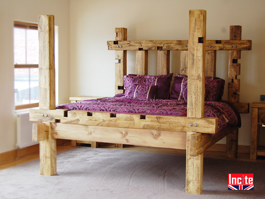 Handmade Plank Pine Wooden Sleeper Bed