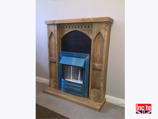 Chunky Plank Pine Gothic Fire Surround