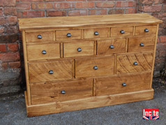 Rustic handmade chunky Plank 14 drawer Chest of Drawers