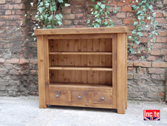 Handmade Rustic Pine Bookcase With 3 drawers 