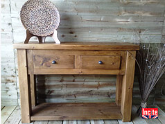 Handmade Chunky Rustic Plank Pine Console table with Drawers