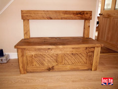 Handcrafted Wooden Monks Bench with Storage