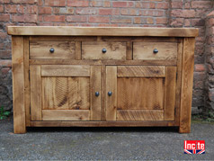 Chunky Plank Pine 3 Drawer 2 Door Bedside Cabinet