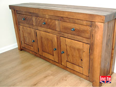 Rustic Chunky Plank Pine Sideboard with a 3" Thick Top Handmade By British Furniture Manufacturer Incite Interior Derbyshire