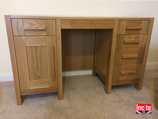 Handmade Oak Double Pedestal Desk