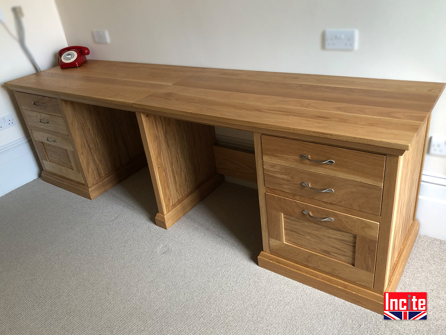 Handcrafted Oak Double Desk