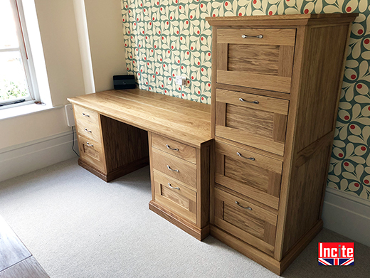 British Made Oak Desk and Filing Cabinet