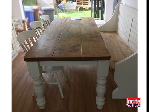 Solid Wooden Table with Painted Turned Legs