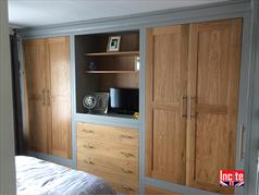 Handmade Oak and Painted Manor House Gray Wardrobe