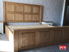 Oak Bed with Raised and Fielded Panelled Headboard