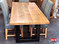 Solid Oak industrial Dining Table with Black powder coated steel legs