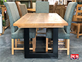 Solid Oak industrial Dining Table with Black powder coated steel legs