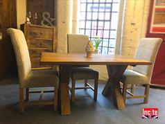 Plank Pine Crossed Leg Dining Table