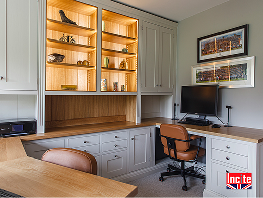 Custom Handcrafted Painted Oak Fitted Home Office Furniture