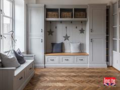 Bespoke Oak Painted Cloakroom Furniture |Incite Interiors Derbyshire