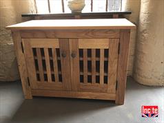 Rustic Solid Oak Slatted Door TV Cabinet