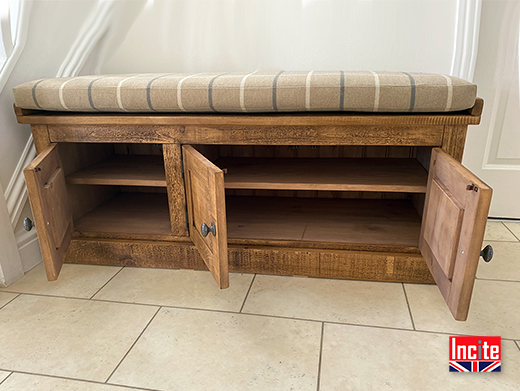 Solid Wooden Shoe Storage Cupboard and Seat