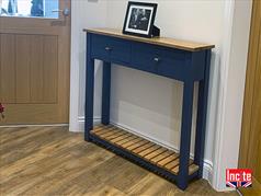 Painted Custom Made Console Table with Solid Oak Top.