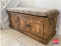 Plank Pine Bespoke Shoe Storage Hallway Cupboard and Seat