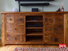Custom Made Rustic Chunky Plank Pine TV And Media Storage Units Made to Order to your requirements Derbyshire