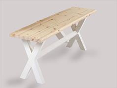 Painted Crossed Legged Pine Bench