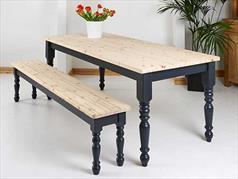 Solid Pine Dining Table with Painted Turned Legs