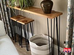 Industrial Hair Pinned Legged Solid Oak Console Table