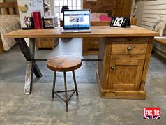 Industrial Style Metal Crossed Leg Rustic Pine Desk