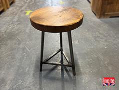 Industrial Triangular Metal Legged Rustic Stool