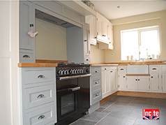 Bespoke Handmade Painted Shades of Grey And Oak Kitchen