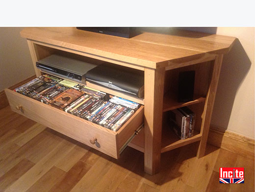 Oak Corner TV Media Cabinet