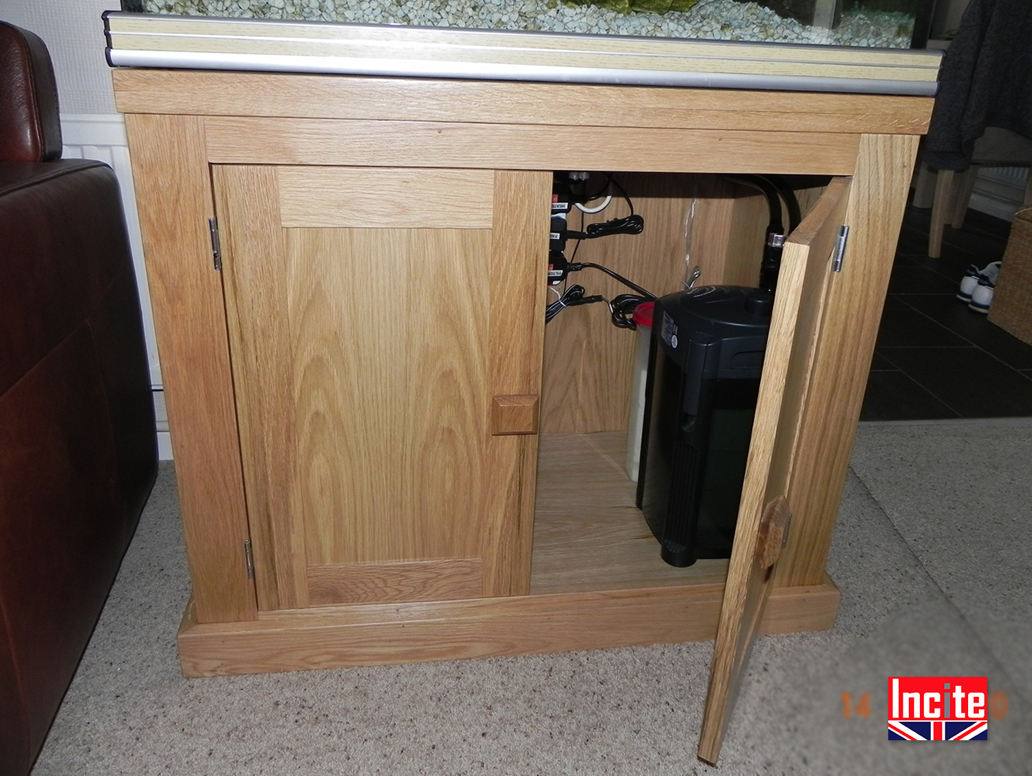 Custom Handcrafted American Oak Fish Tank Storage Cabinet