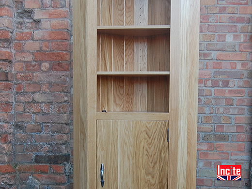 Oak Corner Shelf and Cupboard Cabinet