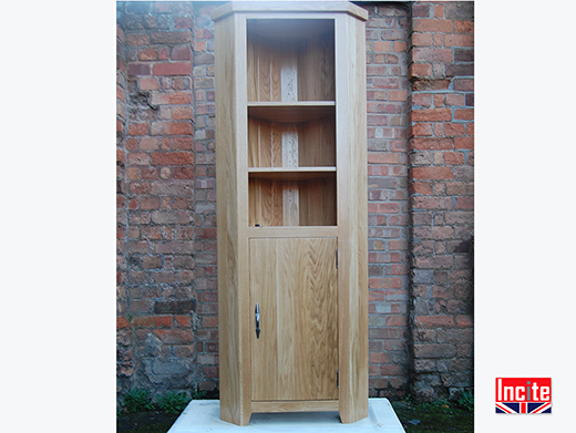 Oak Corner Shelf and Cupboard Cabinet