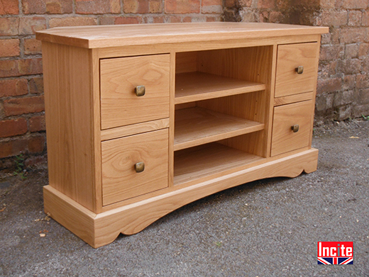 Oak TV Cabinet With Drawer Storage