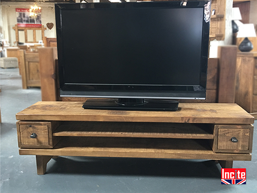 Rustic Pine Retro Media Cabinet