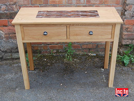 Oak Console Table with Mosaic Inlay