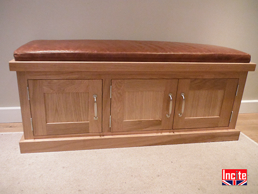 Oak Shoe Storage Bench with Panel Detail