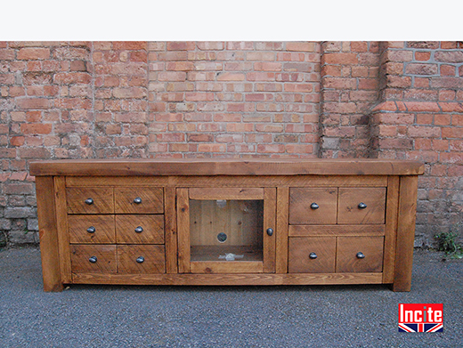 Bespoke Rustic Pine Multi Drawer TV Media Unit