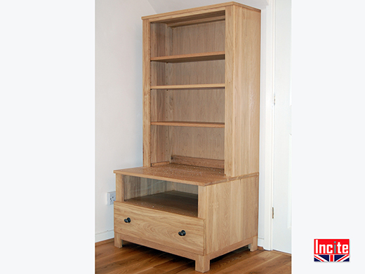 bespoke Oak Bookcase with TV Space
