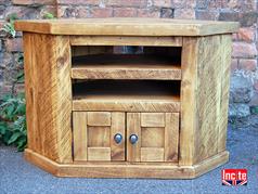 Handmade Rustic Chunky Plank Door Corner TV Unit