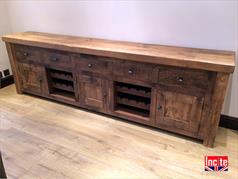 Rustic Plank Pine Sideboard  with Wine Rack