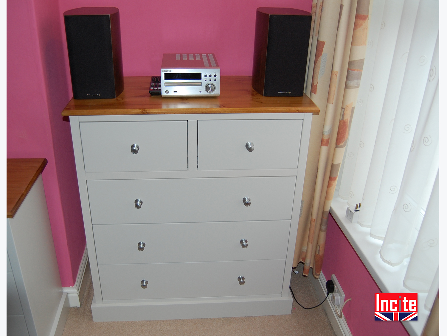 Custom Handmade Painted Chest Of Drawers With Solid Pine