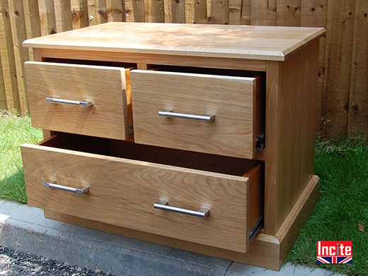 Oak 2 over 2 Bedside Cabinet