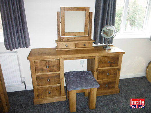 Plank Pine Double Pedestal Dressing Table