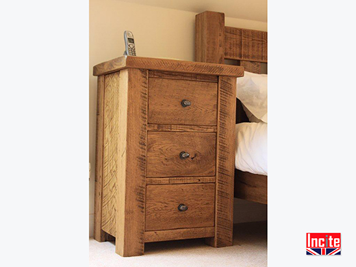 Chunky Oak 3 Drawer Bedside