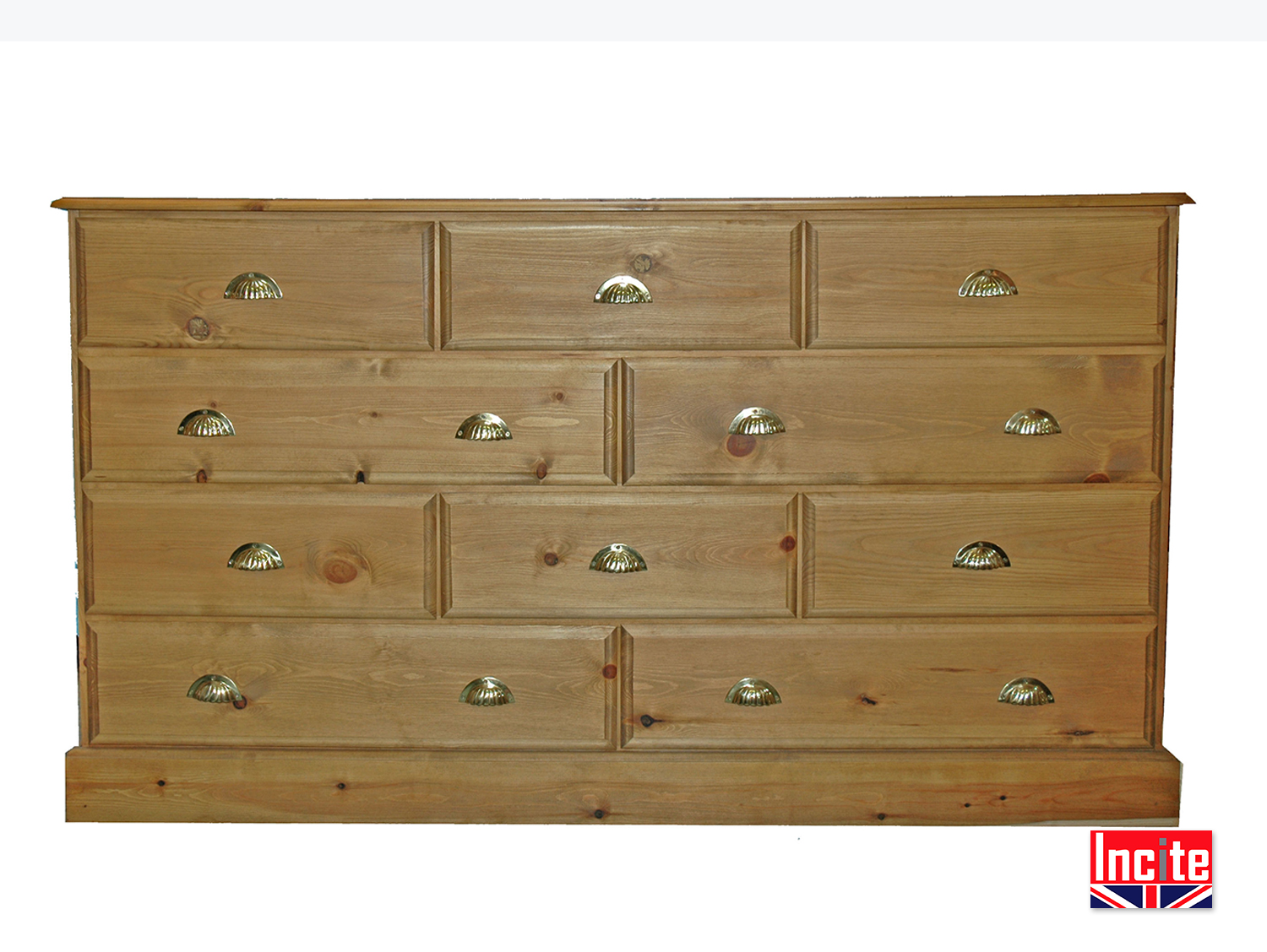 Custom Handmade Pine Farmhouse 10 Drawer Chest Of Drawers
