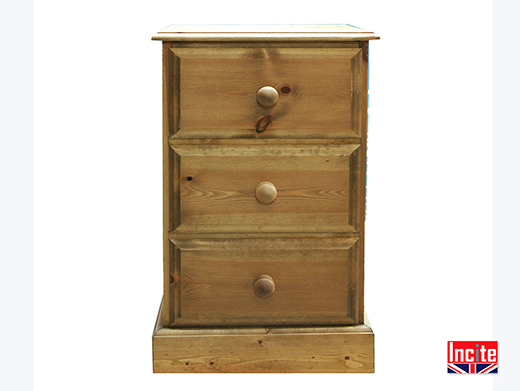 Pine Bedroom 3 Drawer Side Table