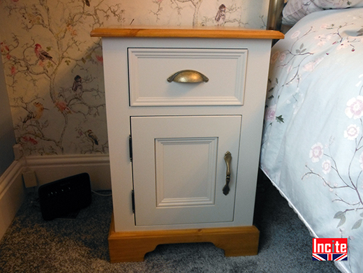 British Made Painted and Pine Bedside