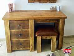 Handmade Bespoke Rustic Plank Pine Wooden Dressing Table custom made by Incite Interiors Derbyshire. Specialist in Wooden Plank Bedroom Furniture